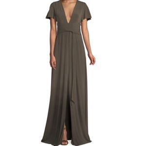 Halston Heritage Jersey Flutter-sleeve Wrap Gown S